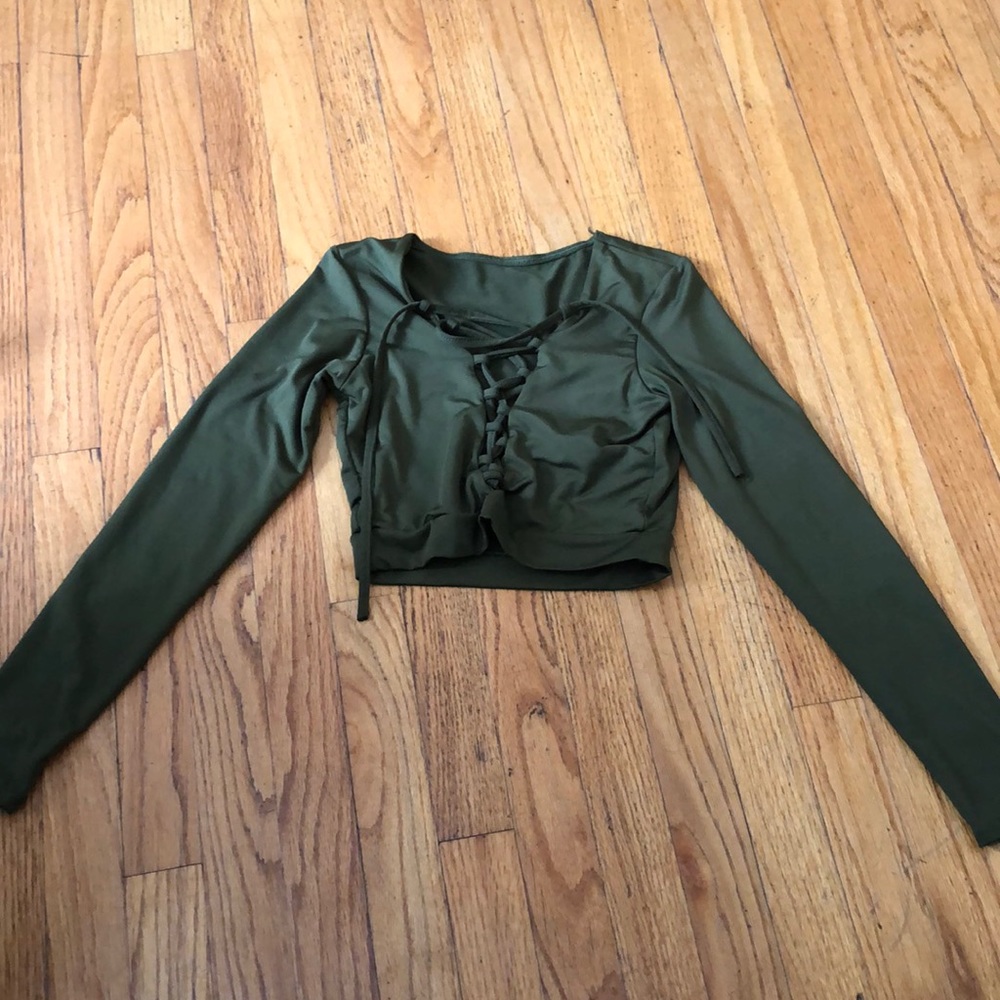 Olive green crop top